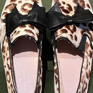 Kate Spade Leopard Print Bow Loafers